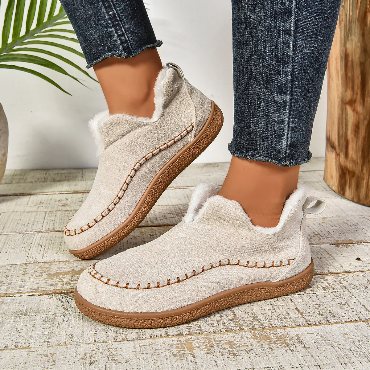 Damen Slipper mit warmem Fleece-Futter und rutschfester Sohle Heidi Mode - Image 4