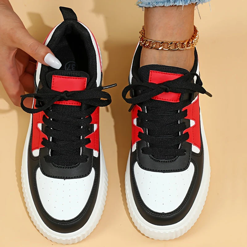 Damen Sneaker | Farbblock | Schnürschuhe | Skate Schuhe | Freizeit Sneaker Heidi Mode - Image 3