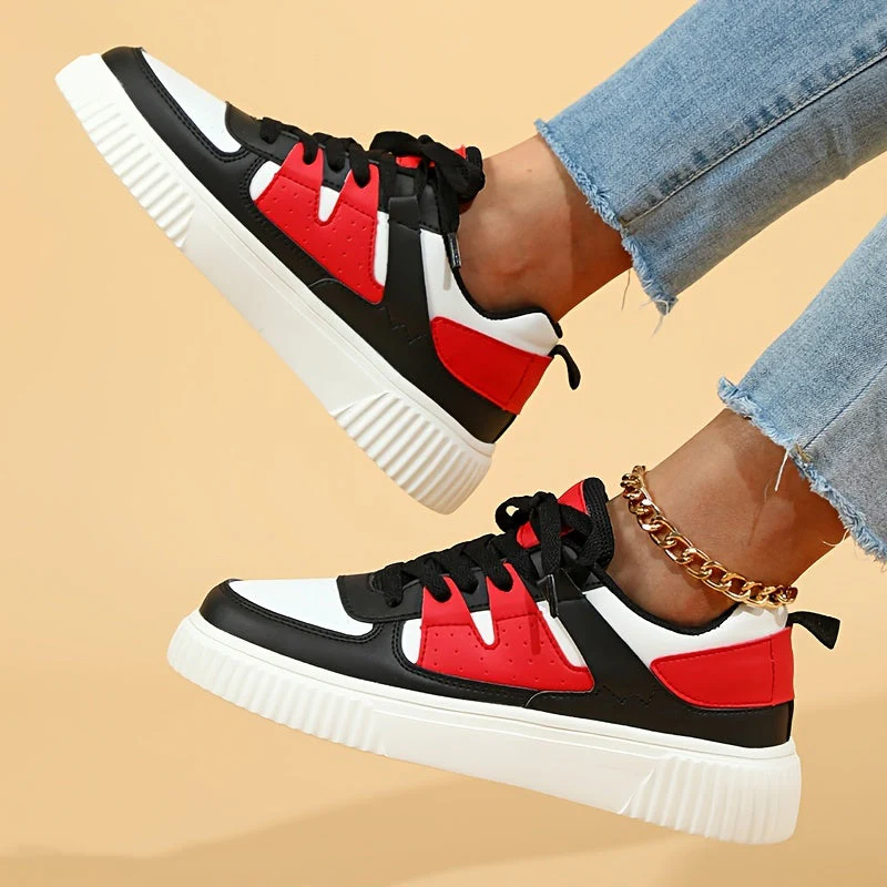 Damen Sneaker | Farbblock | Schnürschuhe | Skate Schuhe | Freizeit Sneaker Heidi Mode - Image 4