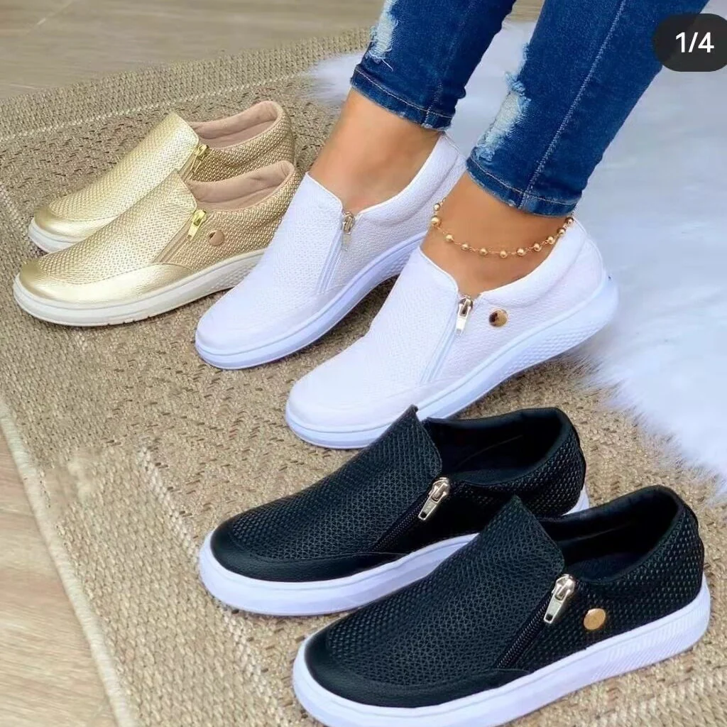 Damen Sneaker mit atmungsaktiver Mesh-Oberfläche und elegantem Reißverschluss Heidi Mode - Image 2