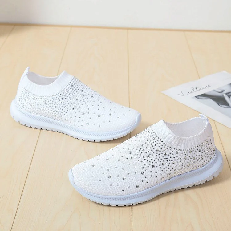 Damen Sneaker mit funkelnden Strass-Akzenten und elastischem Strickoberteil Heidi Mode - Image 3