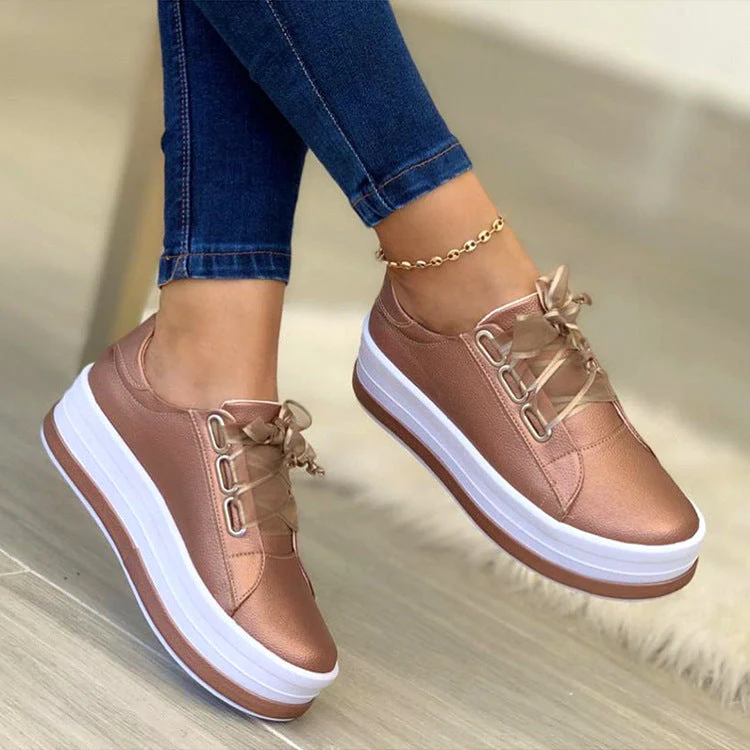 Damen Sneaker mit Modischem Plateau und Glänzendem Obermaterial Heidi-Mode - Image 7
