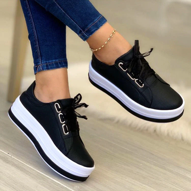 Damen Sneaker mit Modischem Plateau und Glänzendem Obermaterial Heidi-Mode - Image 8