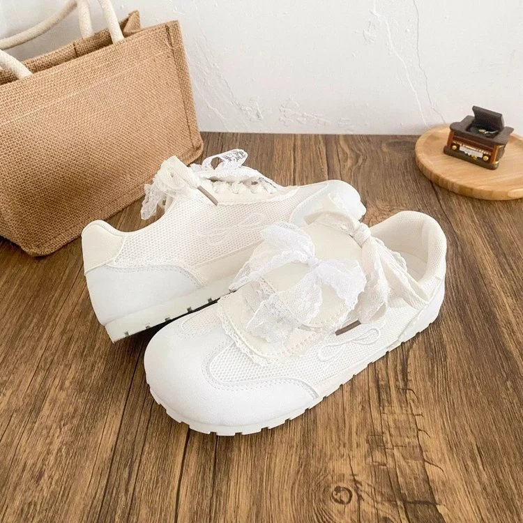 Damen Sneaker mit romantischem Spitzen-Design und atmungsaktiver Oberflächenstruktur Heidi Mode - Image 4