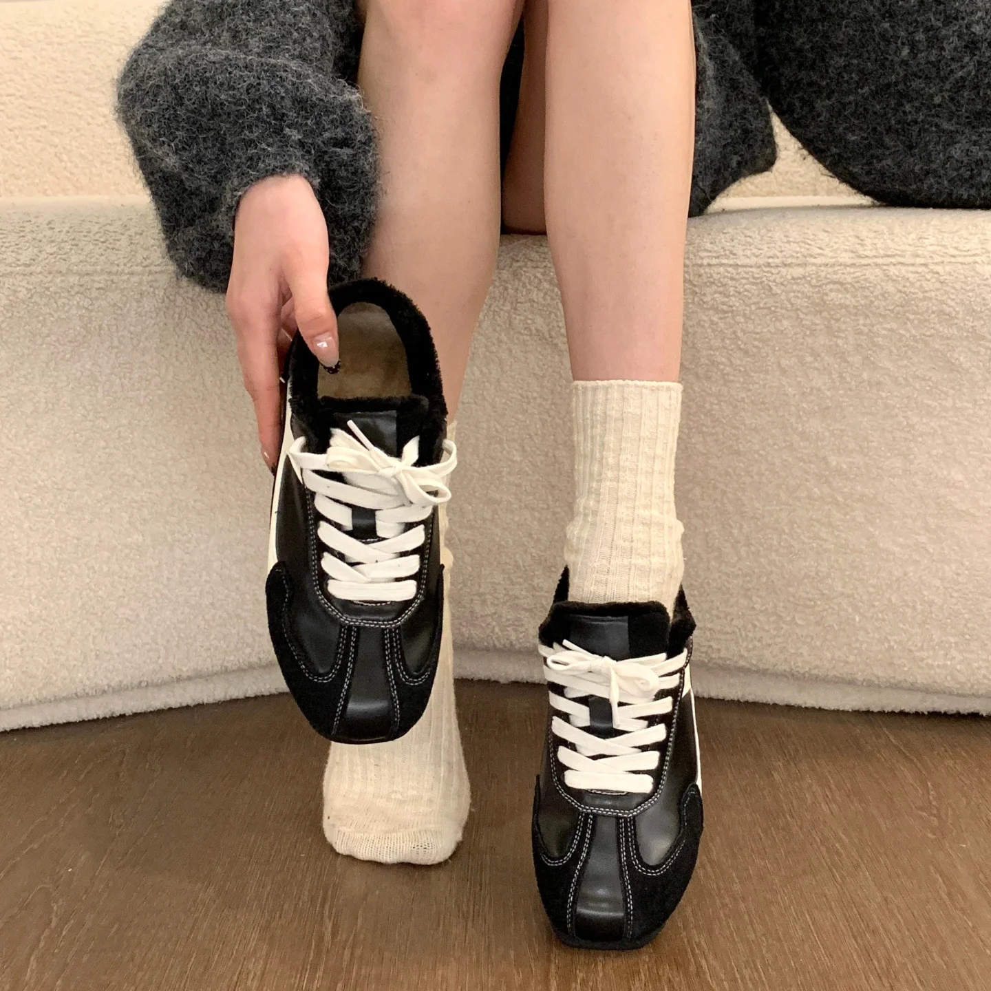 Damen Sneaker mit warmem Kunstfellfutter und rutschfester Sohle Heidi Mode - Image 7