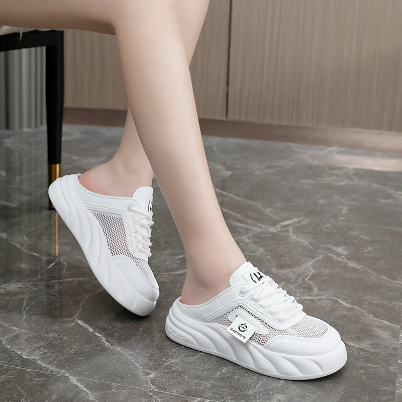 Damen Sneaker Mules mit atmungsaktiven Mesh-Obermaterial und bequemer Dämpfung Heidi Mode - Image 4
