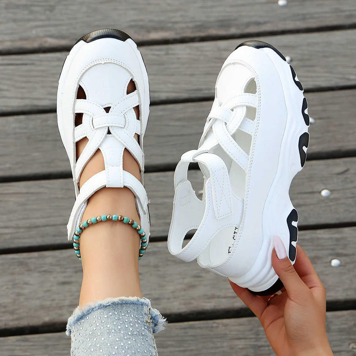 Damen Sneaker Sandalen mit komfortablem Riemendesign und atmungsaktiver Oberflächenstruktur Heidi Mode - Image 3