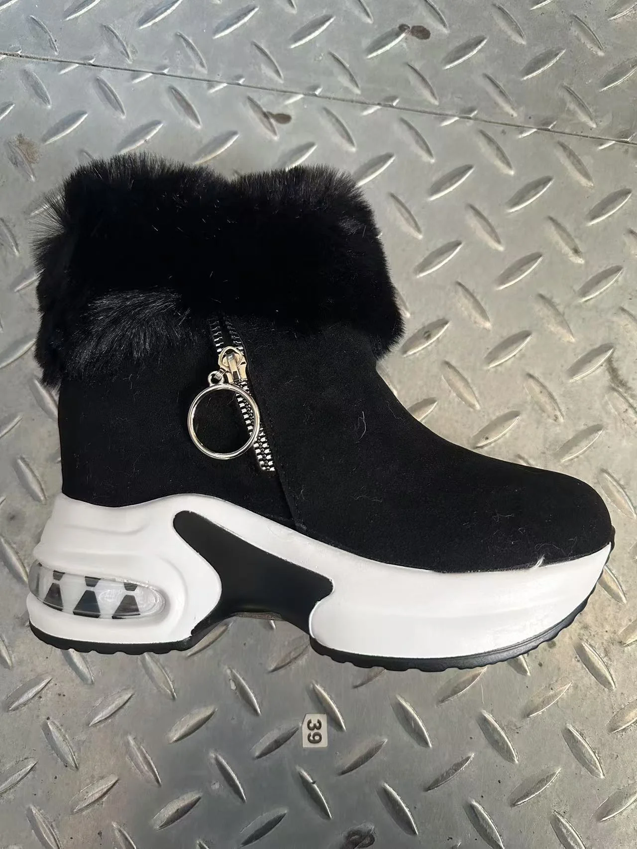 Damen Sneaker-Stiefel mit weichem Kunstfellkragen und trendigem Reißverschluss Heidi Mode - Image 8