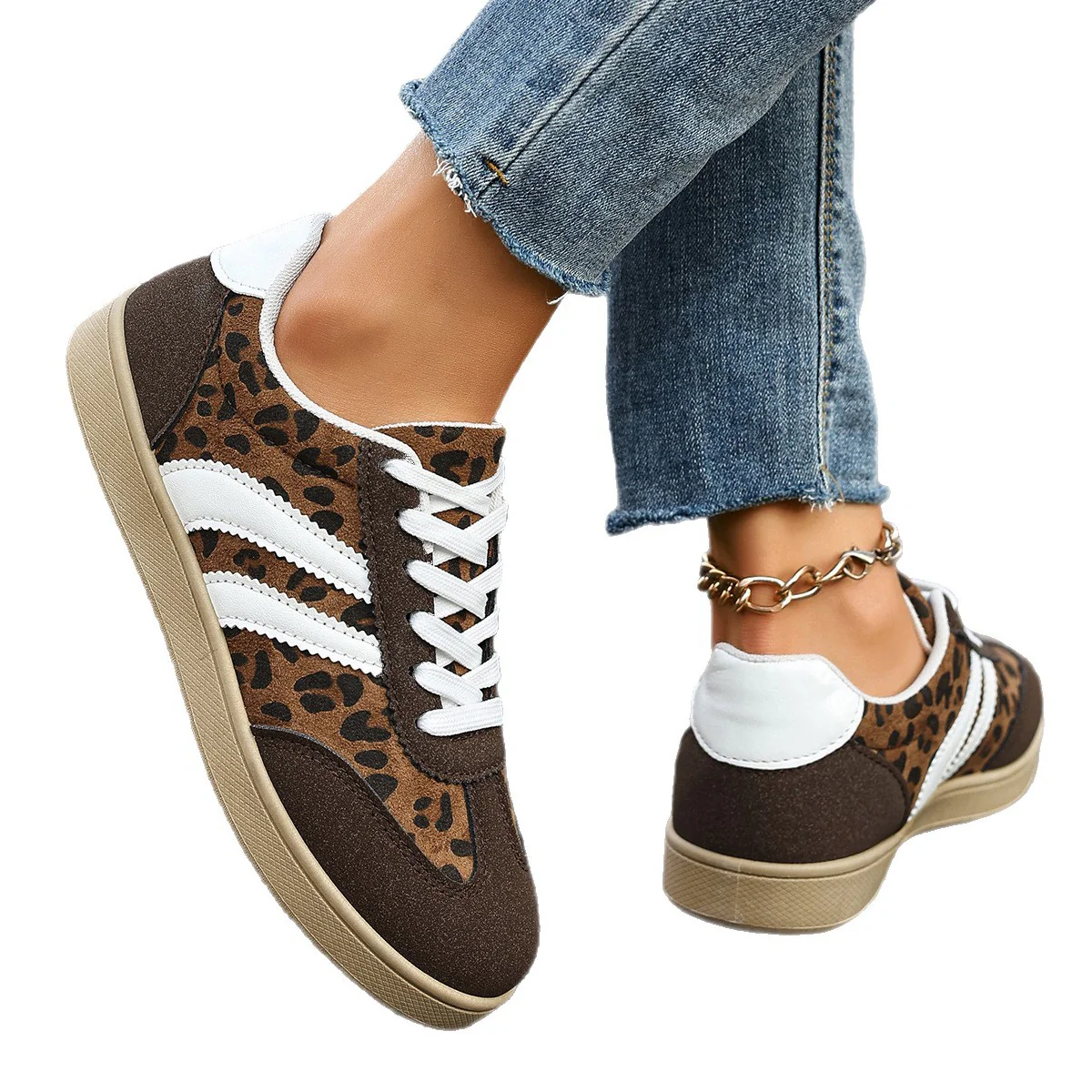 Damen Sneakers im Leopardenmuster mit bequemer Sohle Heidi Mode - Image 5