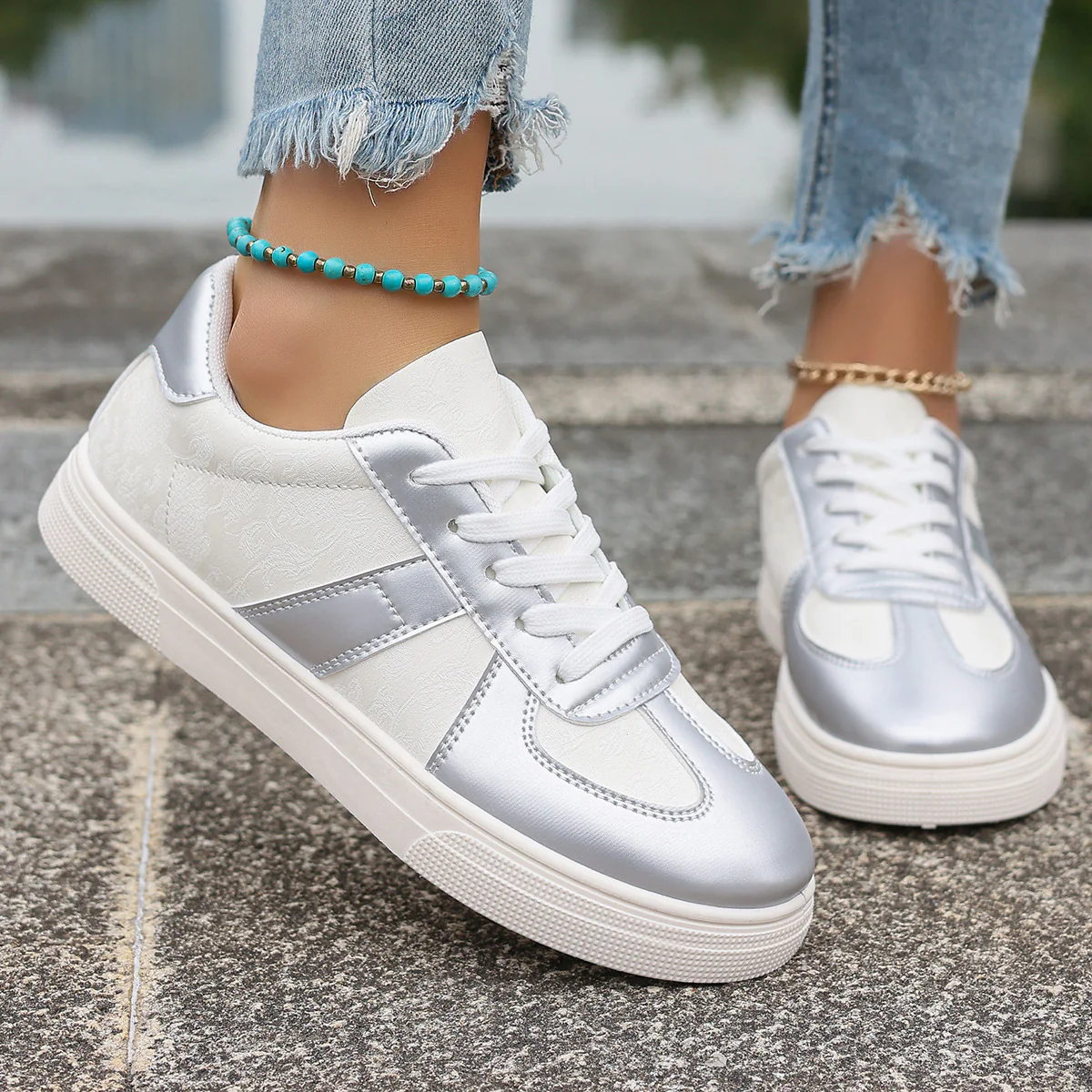Damen Sneakers im modernen Retro-Design mit atmungsaktiven Einsätzen Heidi Mode - Image 4
