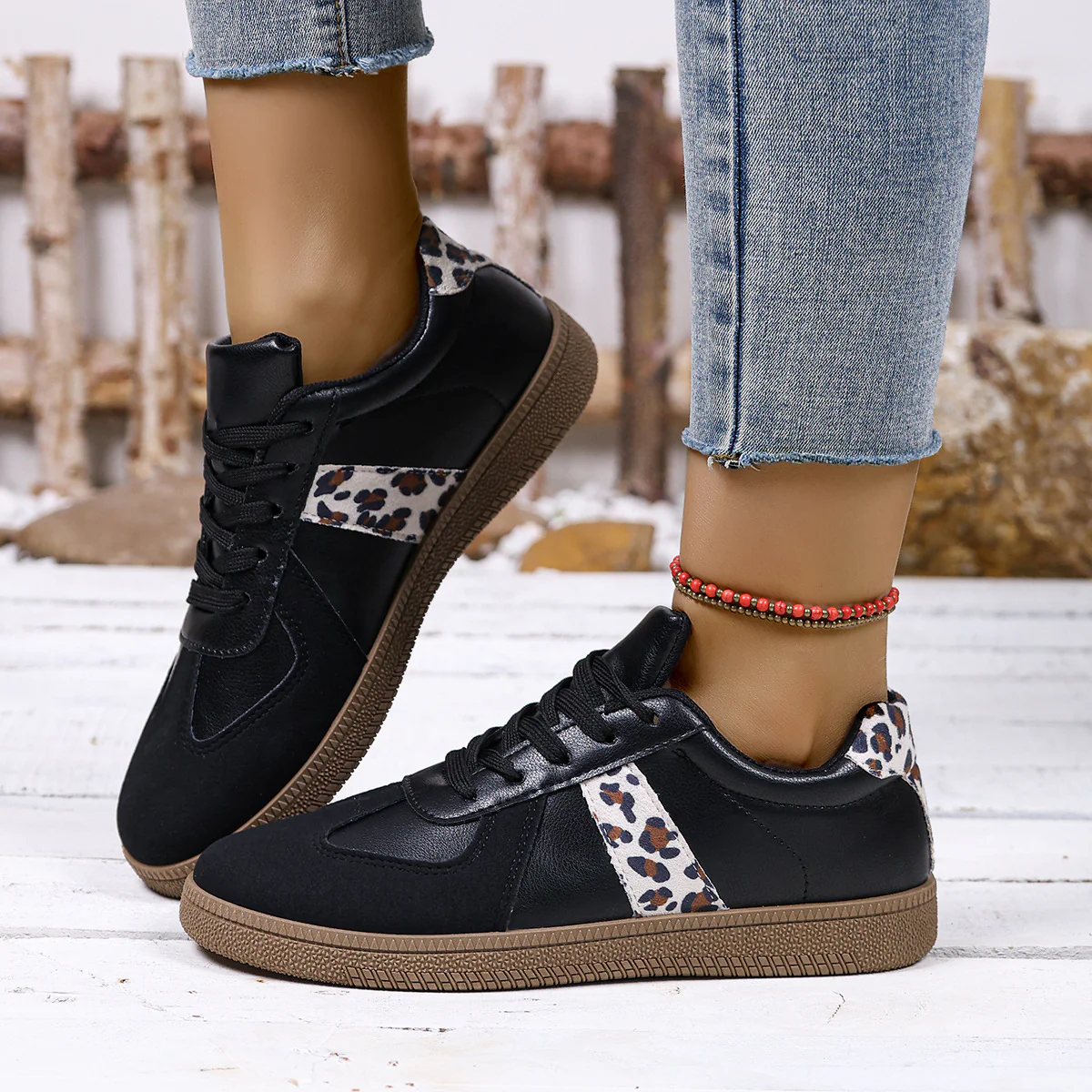 Damen Sneakers im modischen Leo-Design mit bequemer Sohle Heidi Mode