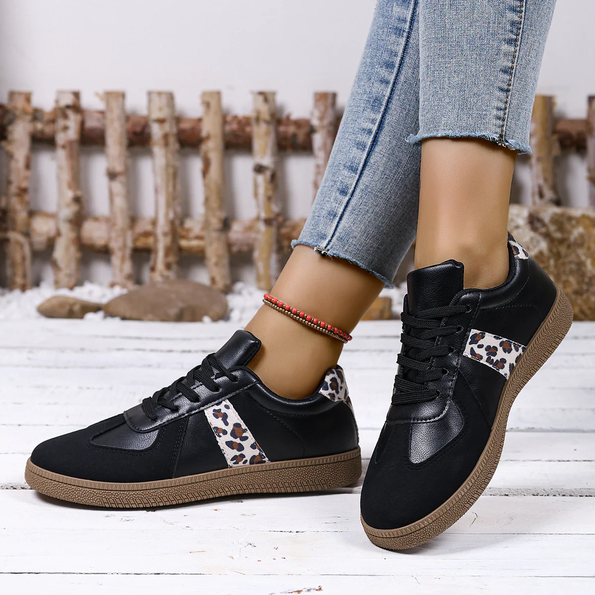 Damen Sneakers im modischen Leo-Design mit bequemer Sohle Heidi Mode - Image 2