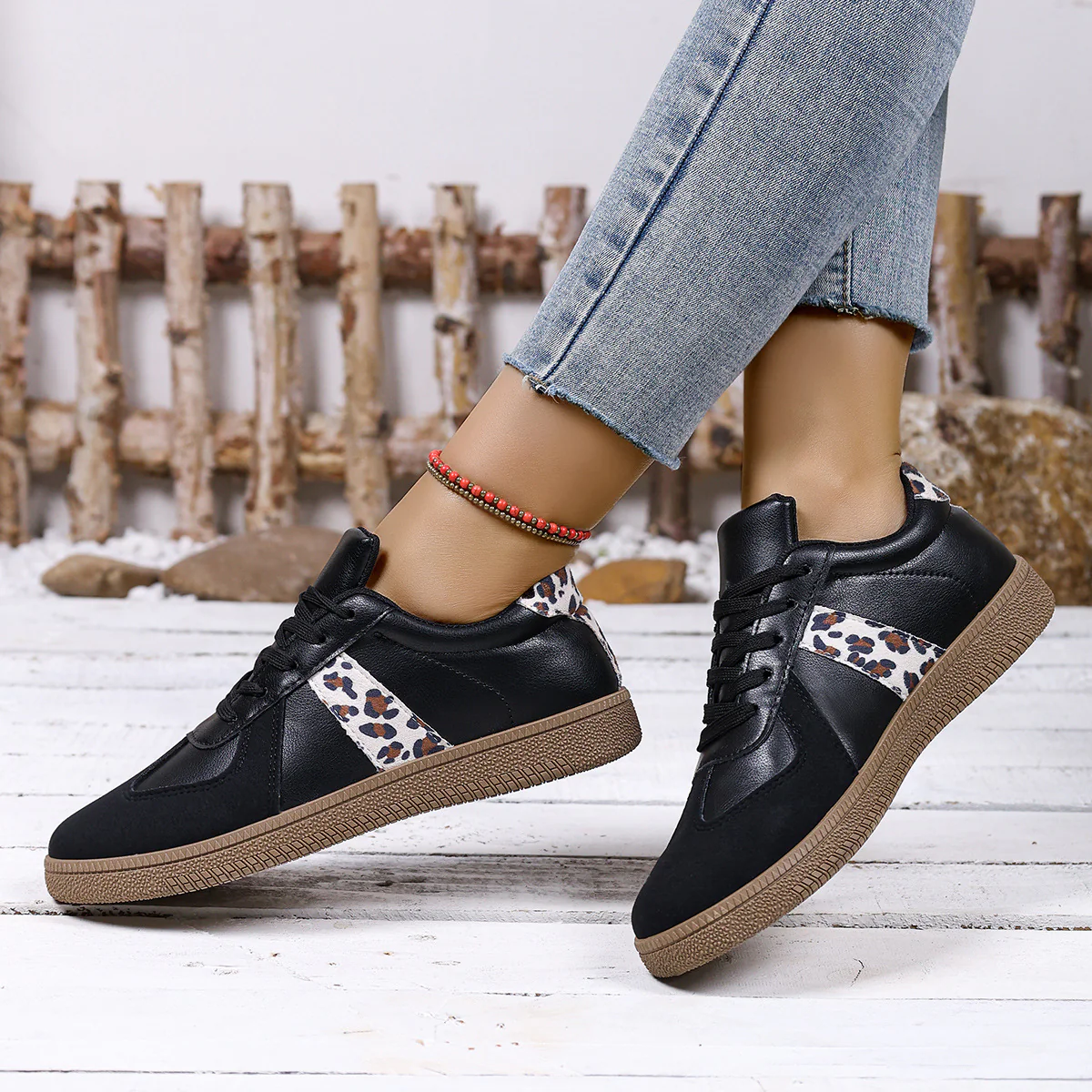 Damen Sneakers im modischen Leo-Design mit bequemer Sohle Heidi Mode - Image 3