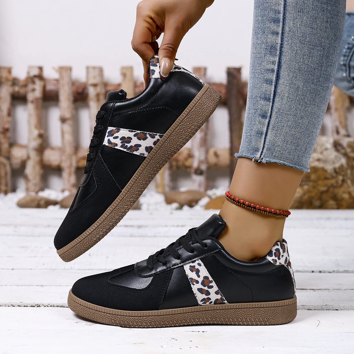 Damen Sneakers im modischen Leo-Design mit bequemer Sohle Heidi Mode - Image 4