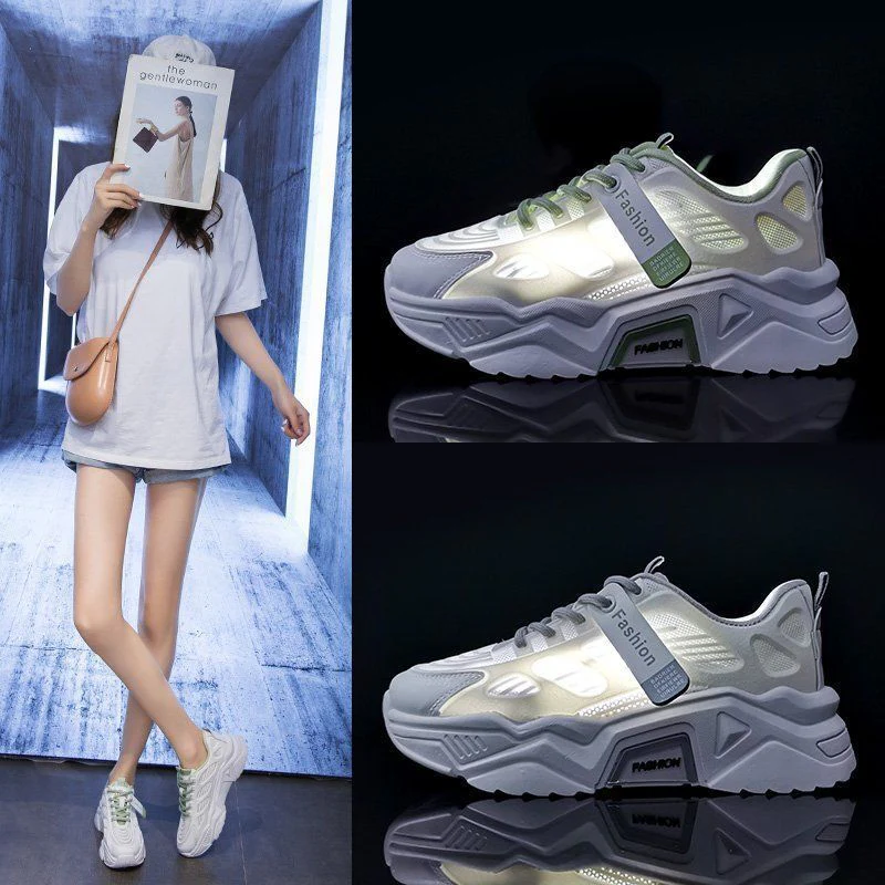 Damen Sneakers mit atmungsaktiver Mesh-Oberfläche und reflektierenden Akzenten Heidi Mode - Image 4