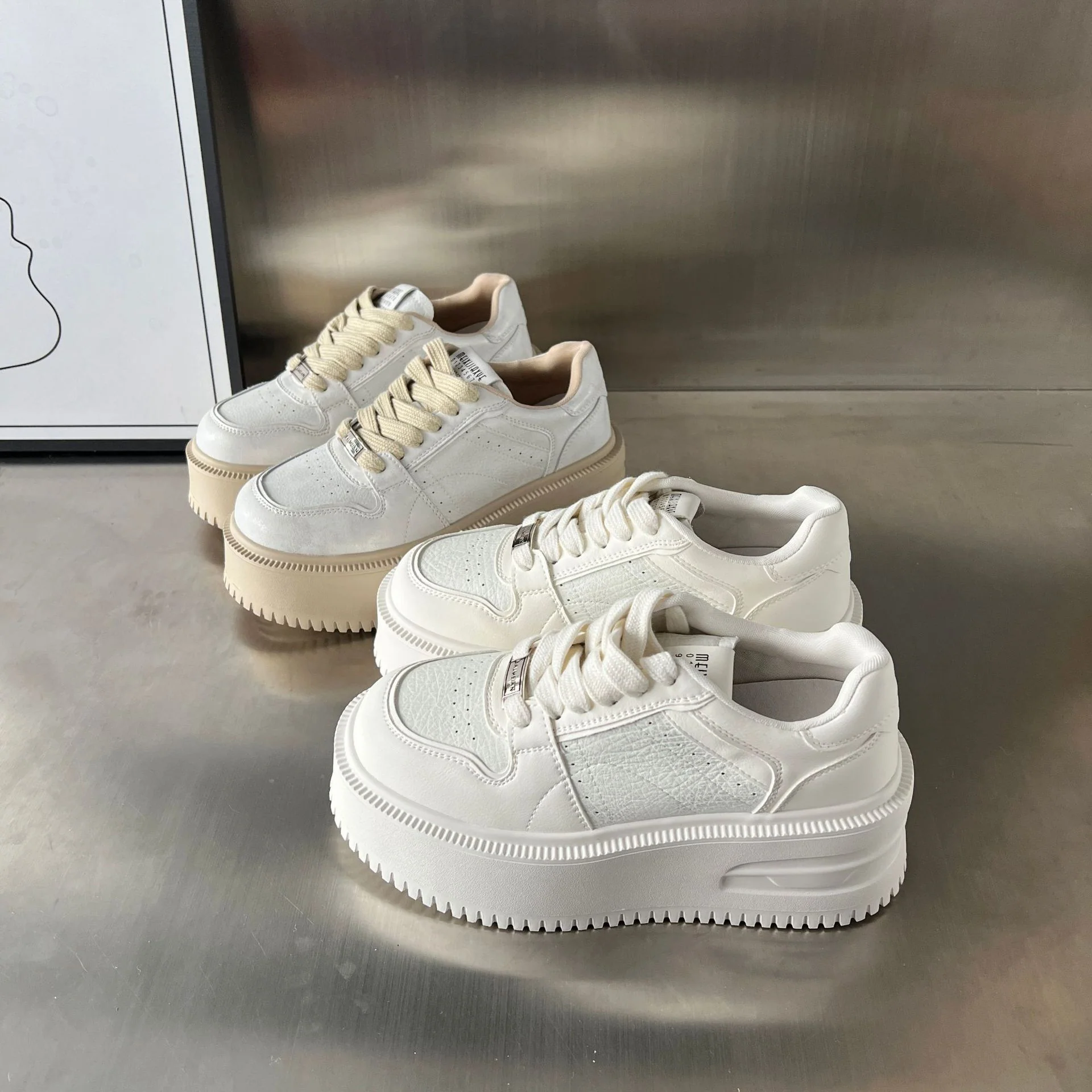Damen Sneakers mit dickem Plateau und atmungsaktiver Obermaterialstruktur Heidi Mode - Image 3