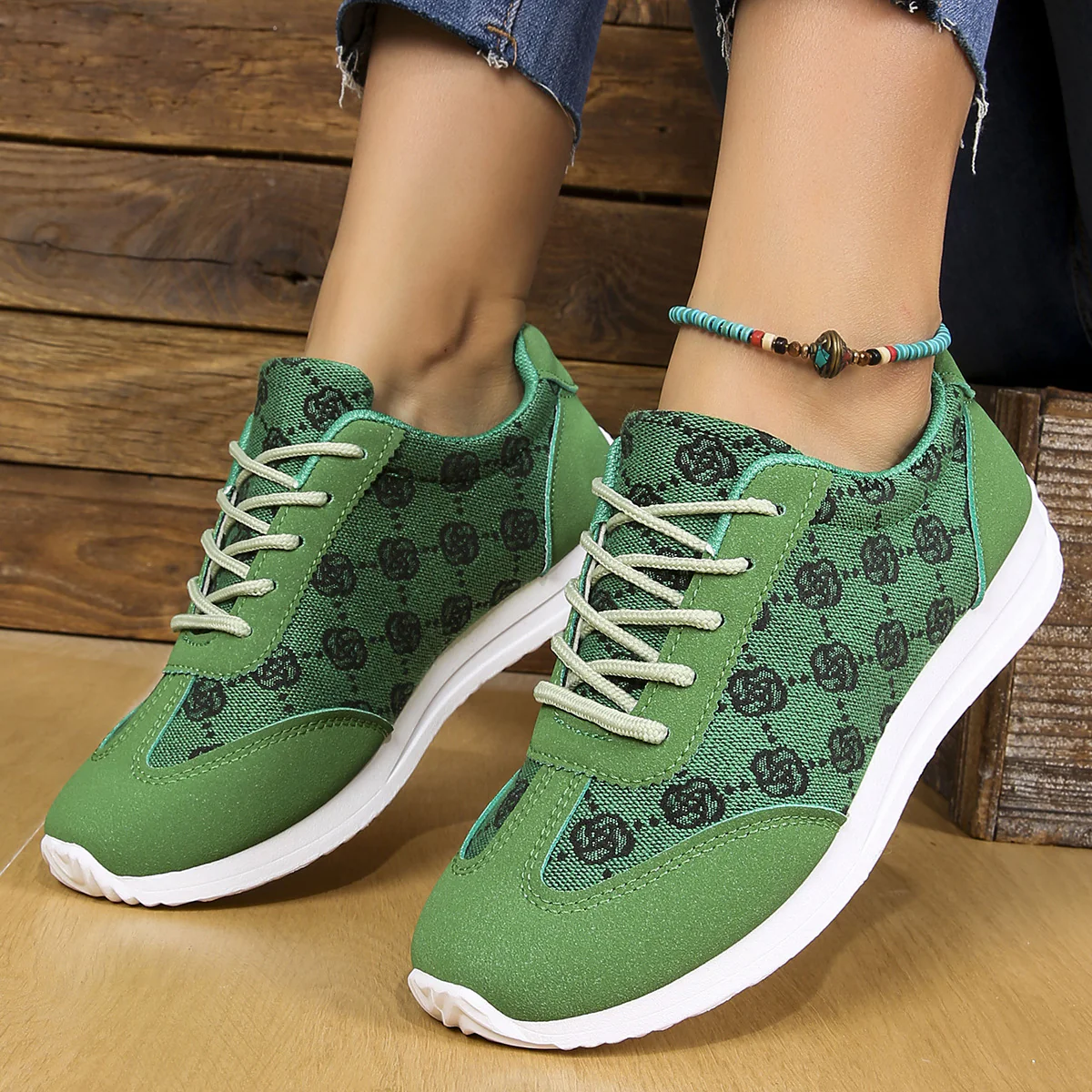 Damen Sneakers mit floralen Mustern und atmungsaktiver Oberfläche Heidi Mode - Image 4