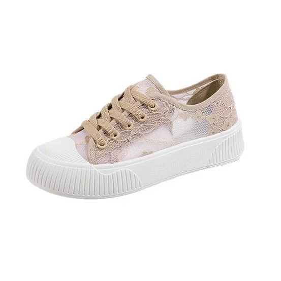 Damen Sneakers mit floralen Spitzenapplikationen und luftiger Netzstruktur Heidi Mode - Image 5