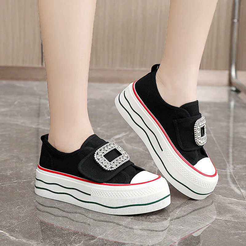 Damen Sneakers mit funkelndem Schnallen-Design und hoher Plattform Heidi Mode - Image 4