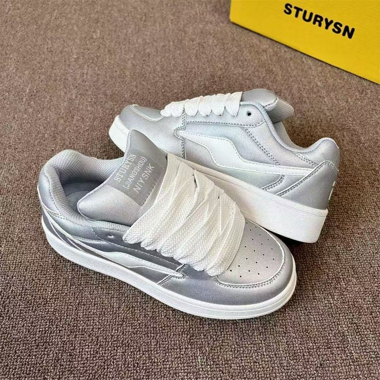 Damen Sneakers mit glänzendem Obermaterial und bequemer Schnürung Heidi Mode - Image 3