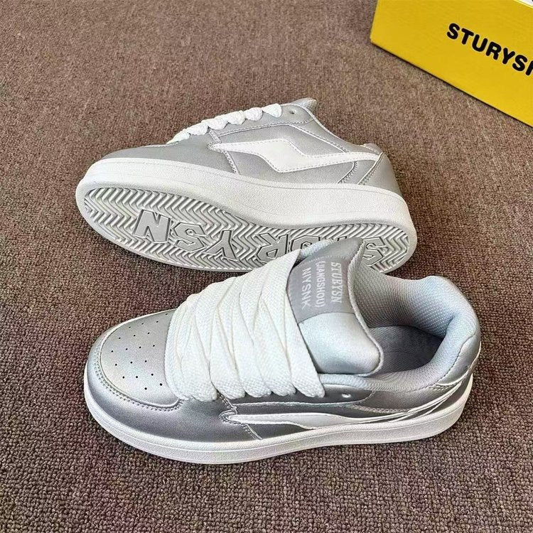 Damen Sneakers mit glänzendem Obermaterial und bequemer Schnürung Heidi Mode - Image 4