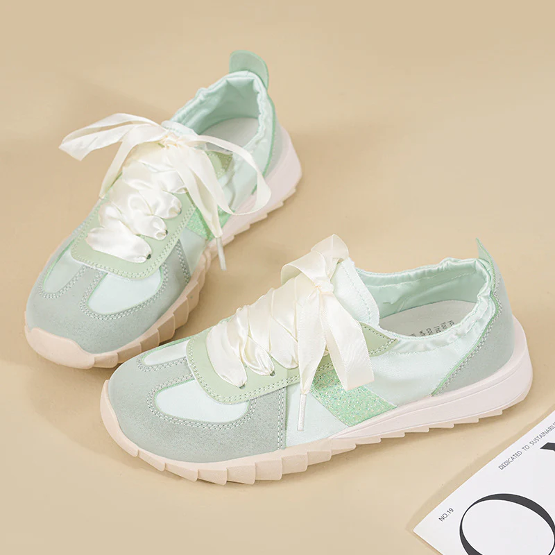 Damen Sneakers mit glänzenden Schnürsenkeln und atmungsaktivem Mesh-Obermaterial Heidi Mode - Image 8