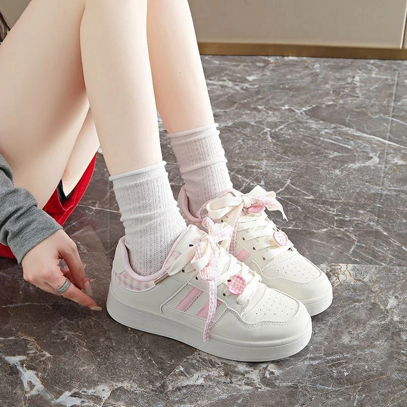 Damen Sneakers mit kariertem Bindungsdesign und atmungsaktiver Innensohle Heidi Mode - Image 3