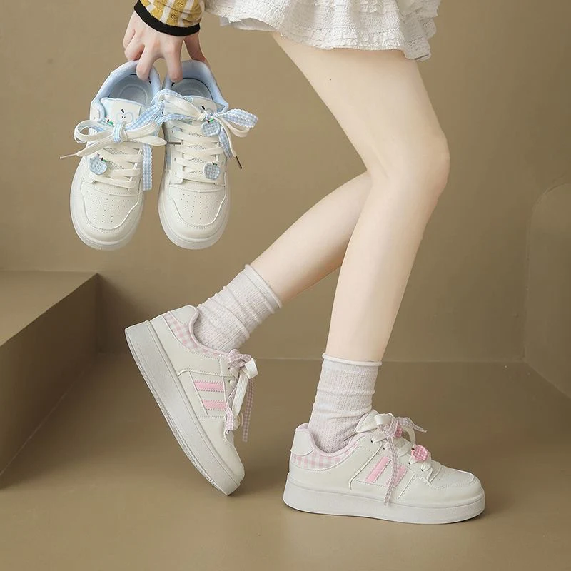 Damen Sneakers mit kariertem Bindungsdesign und atmungsaktiver Innensohle Heidi Mode - Image 5