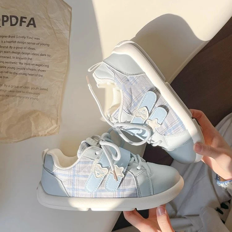 Damen Sneakers mit Karo-Muster und komfortablem Klettverschluss Heidi Mode - Image 2