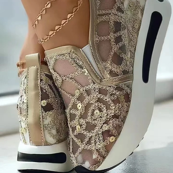 Damen Sneakers mit modischem Netzdesign und glitzernden Akzenten Heidi Mode - Image 2