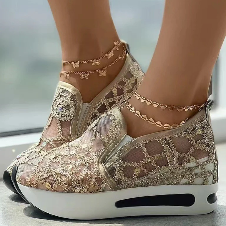 Damen Sneakers mit modischem Netzdesign und glitzernden Akzenten Heidi Mode - Image 4