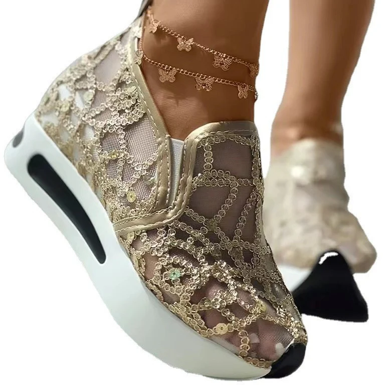 Damen Sneakers mit modischem Netzdesign und glitzernden Akzenten Heidi Mode - Image 5