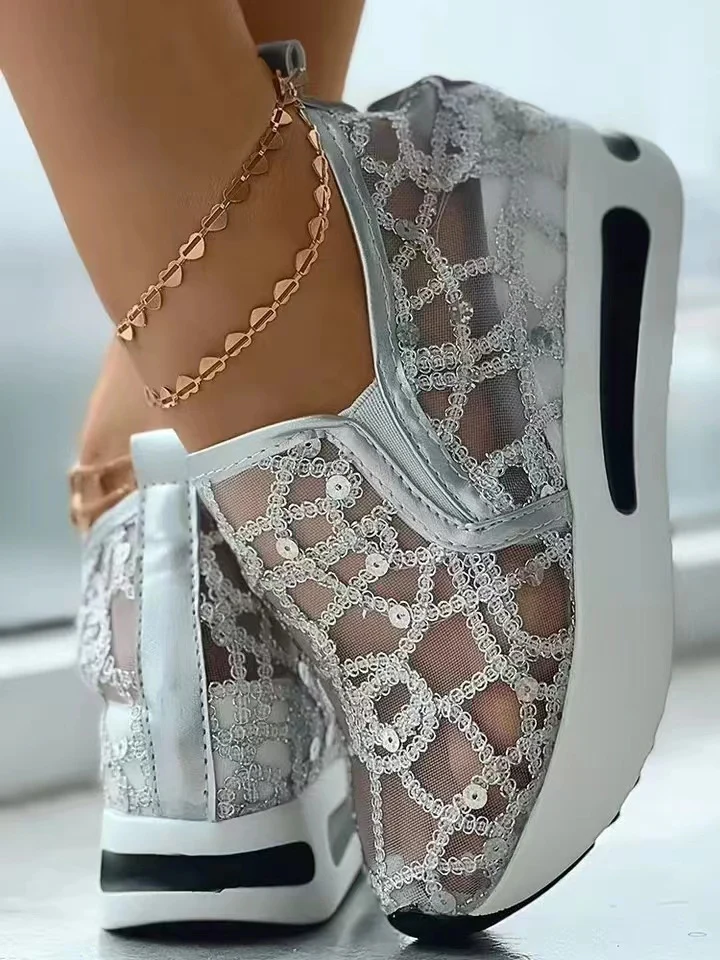 Damen Sneakers mit modischem Netzdesign und glitzernden Akzenten Heidi Mode - Image 6