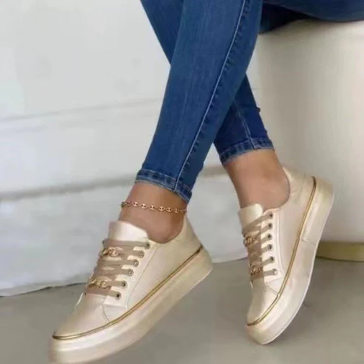 Damen Sneakers mit Modischem Satin-Obermaterial und Eleganten Goldakzenten Heidi-Mode - Image 2