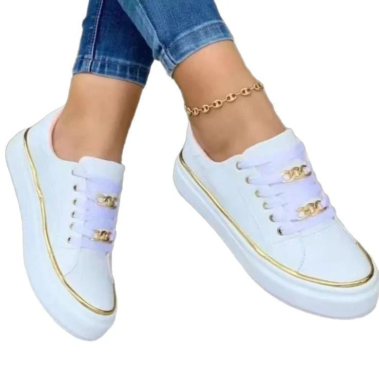 Damen Sneakers mit Modischem Satin-Obermaterial und Eleganten Goldakzenten Heidi-Mode - Image 5
