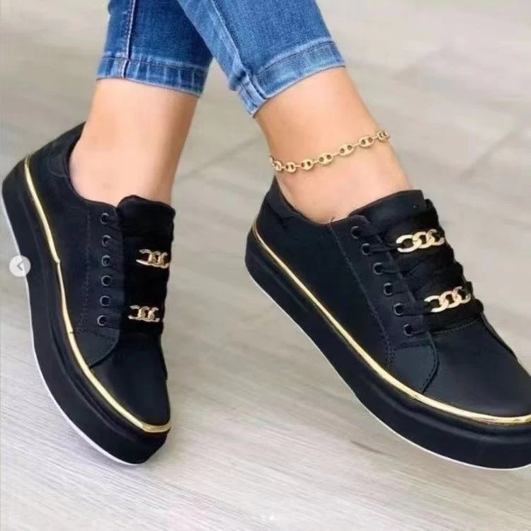 Damen Sneakers mit Modischem Satin-Obermaterial und Eleganten Goldakzenten Heidi-Mode - Image 7