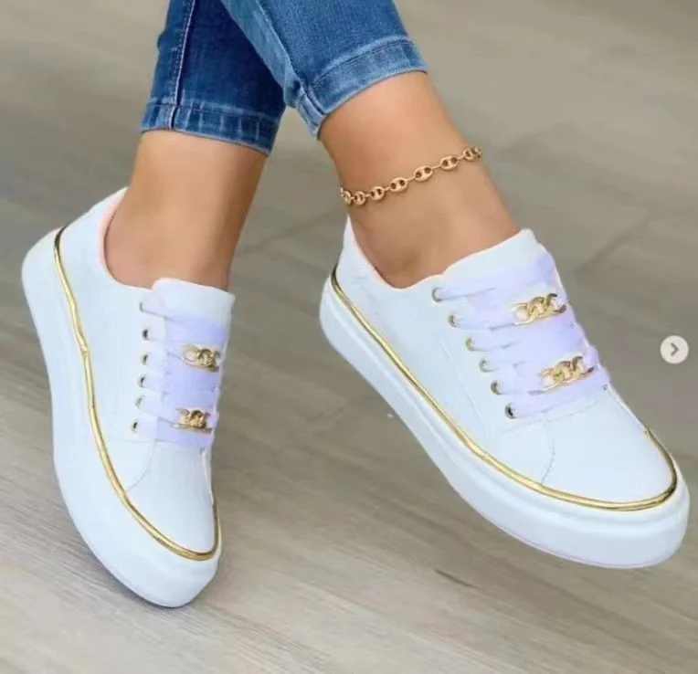 Damen Sneakers mit Modischem Satin-Obermaterial und Eleganten Goldakzenten Heidi-Mode - Image 8