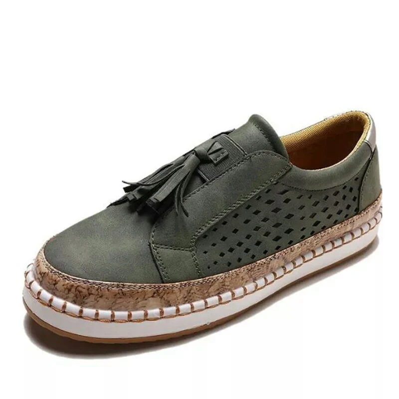 Damen Sneakers mit perforierter Oberfläche und dekorativen Quasten Heidi Mode - Image 8