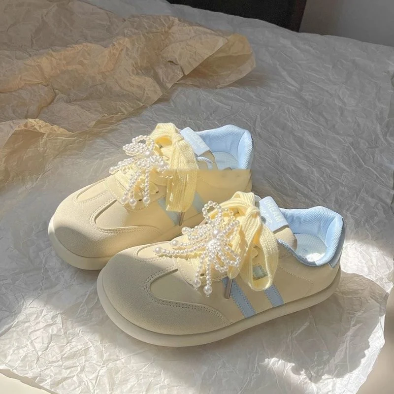 Damen Sneakers mit stilvollen Perlen-Schnürsenkeln Heidi Mode - Image 4