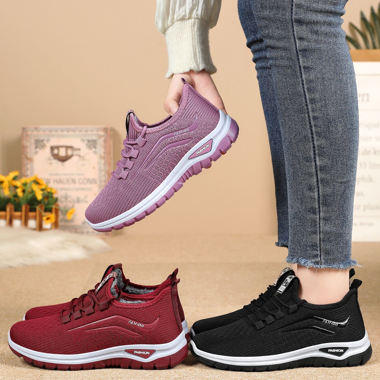 Damen Sneakers mit warmer Innensohle und elastischem Schnellschnürsystem Heidi Mode - Image 3