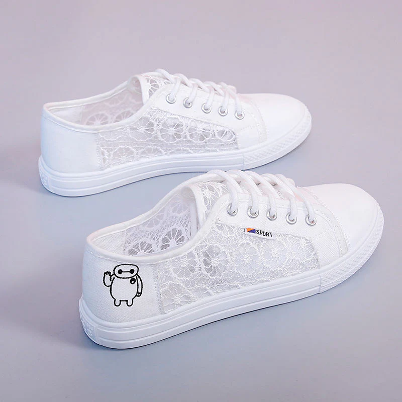 Damen Sneakers mit zartem Spitzenoberteil und bequemer Sohle Heidi Mode