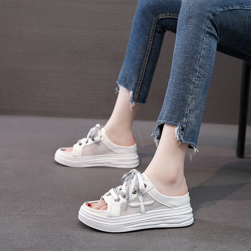 Damen Sommer Sneaker mit offenen Zehen und bequemer Sohle Heidi Mode - Image 4