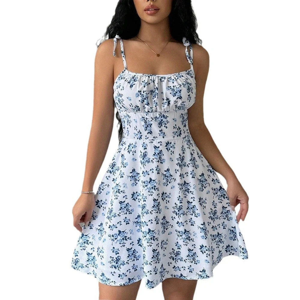Damen Sommerkleid mit Verstellbaren Spaghetti-Trägern und Floralen Akzenten Heidi-Mode - Image 5