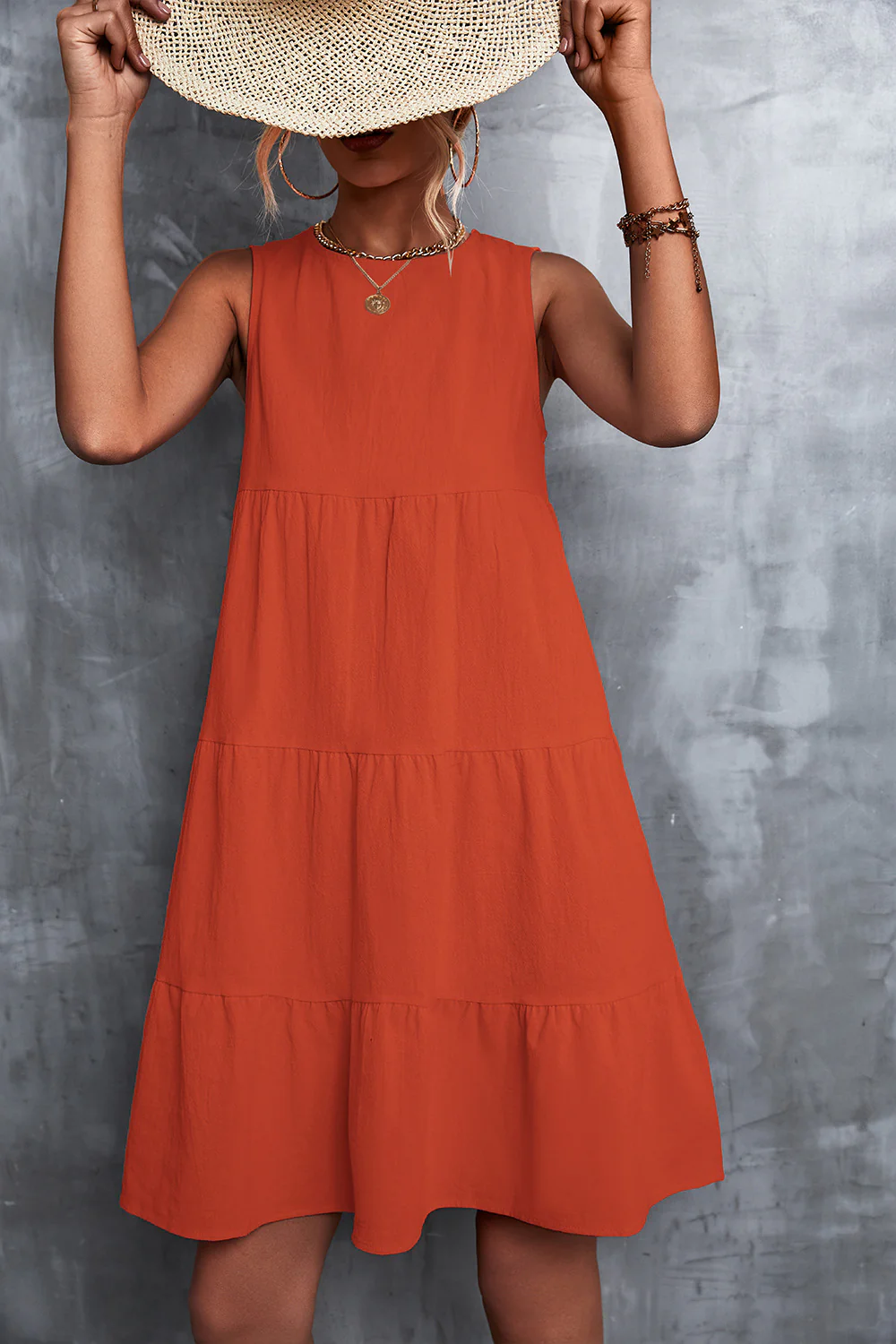 Damen Sommerliches A-Linien Kleid mit voluminösem Rock und ärmellosem Design Heidi-Mode - Image 10