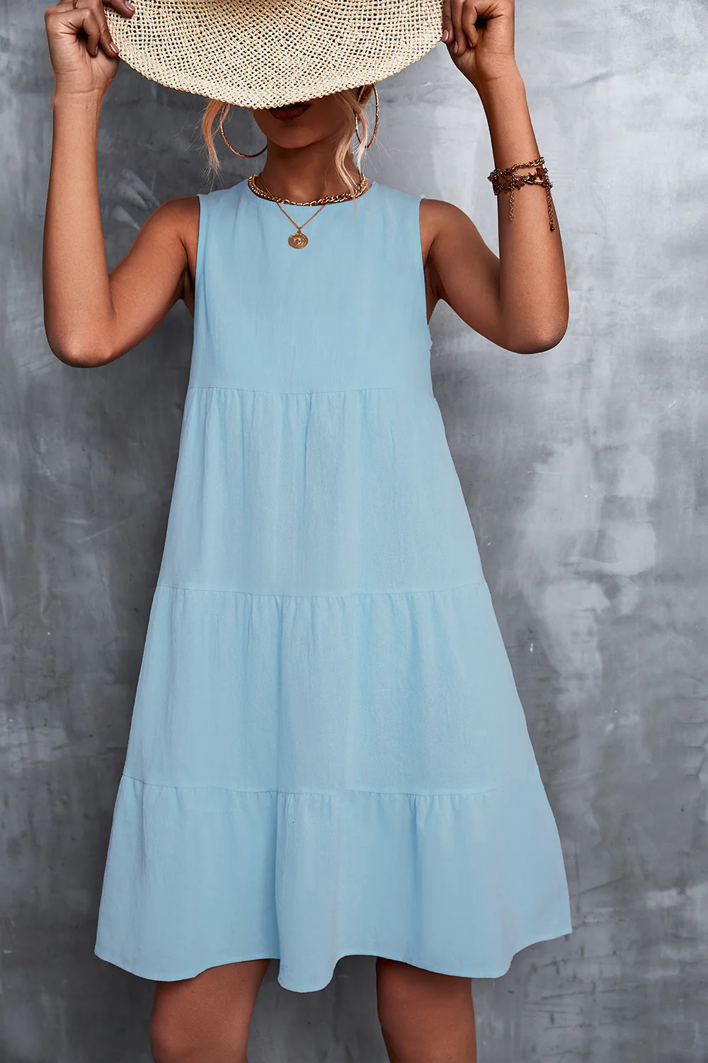 Damen Sommerliches A-Linien Kleid mit voluminösem Rock und ärmellosem Design Heidi-Mode - Image 11