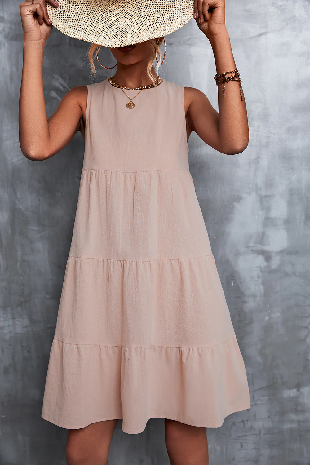 Damen Sommerliches A-Linien Kleid mit voluminösem Rock und ärmellosem Design Heidi-Mode - Image 8