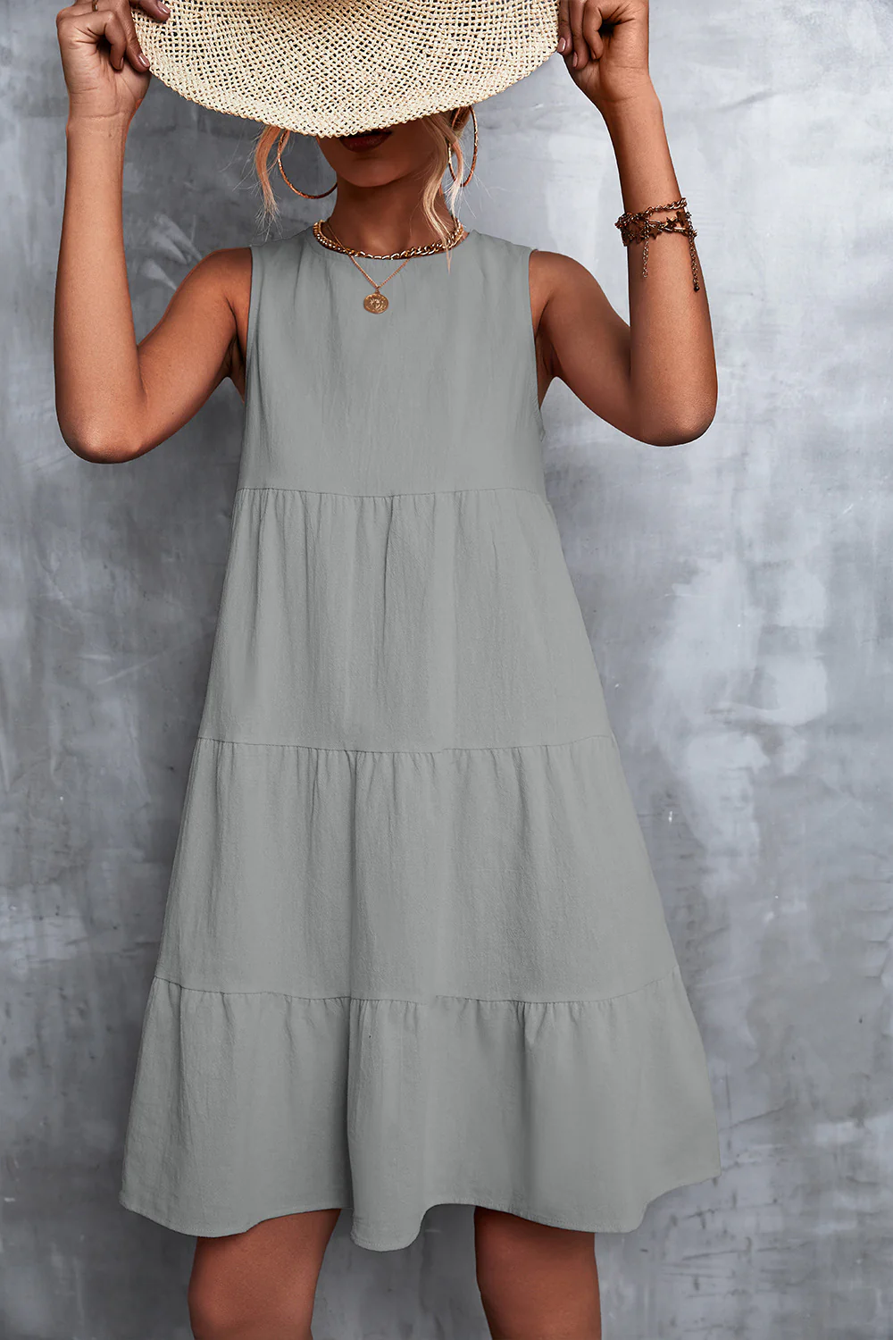 Damen Sommerliches A-Linien Kleid mit voluminösem Rock und ärmellosem Design Heidi-Mode - Image 9
