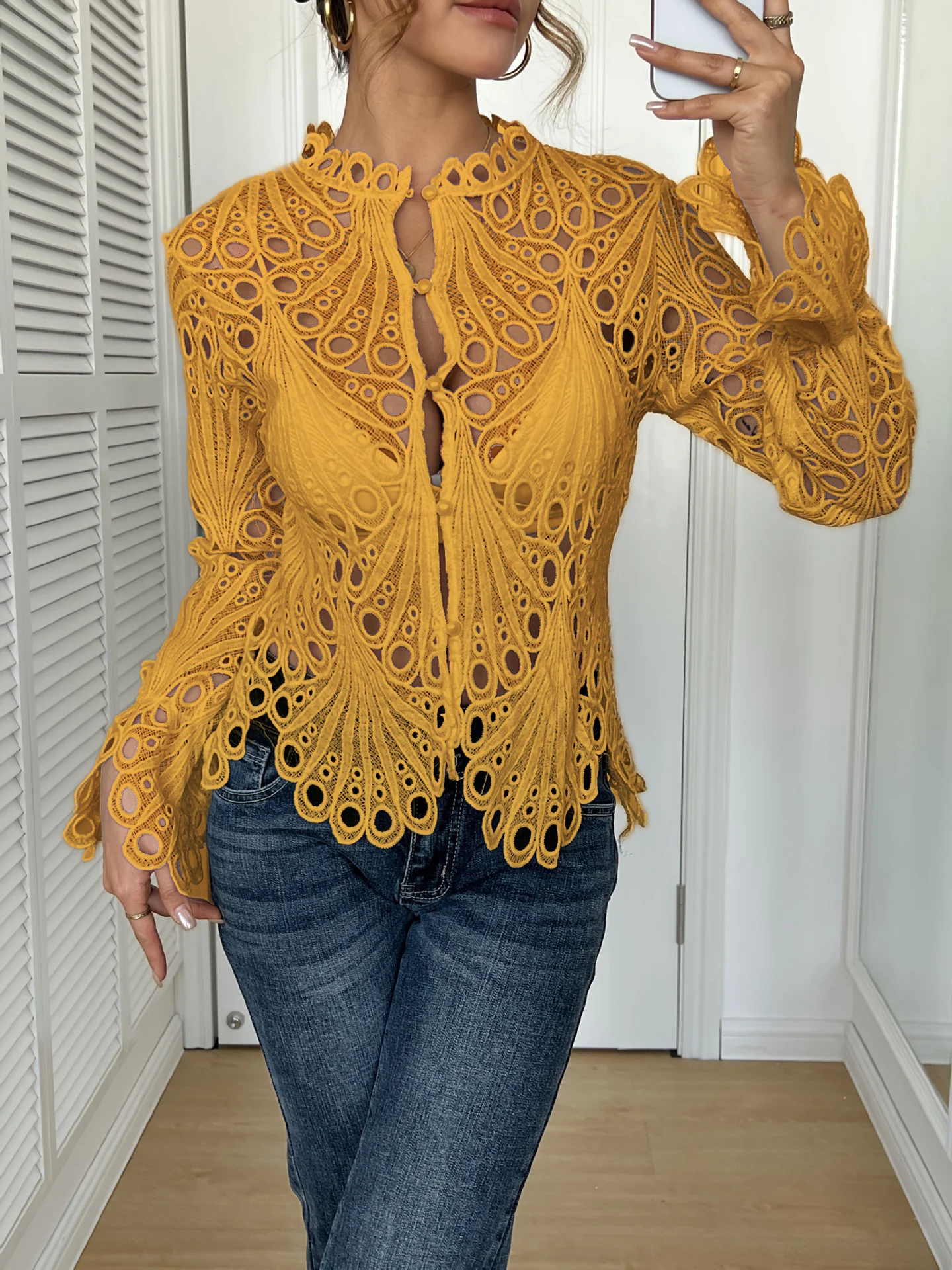 Damen Spitze Bluse mit eleganten Cut-Outs und figurschmeichelndem Design Heidi-Mode - Image 9