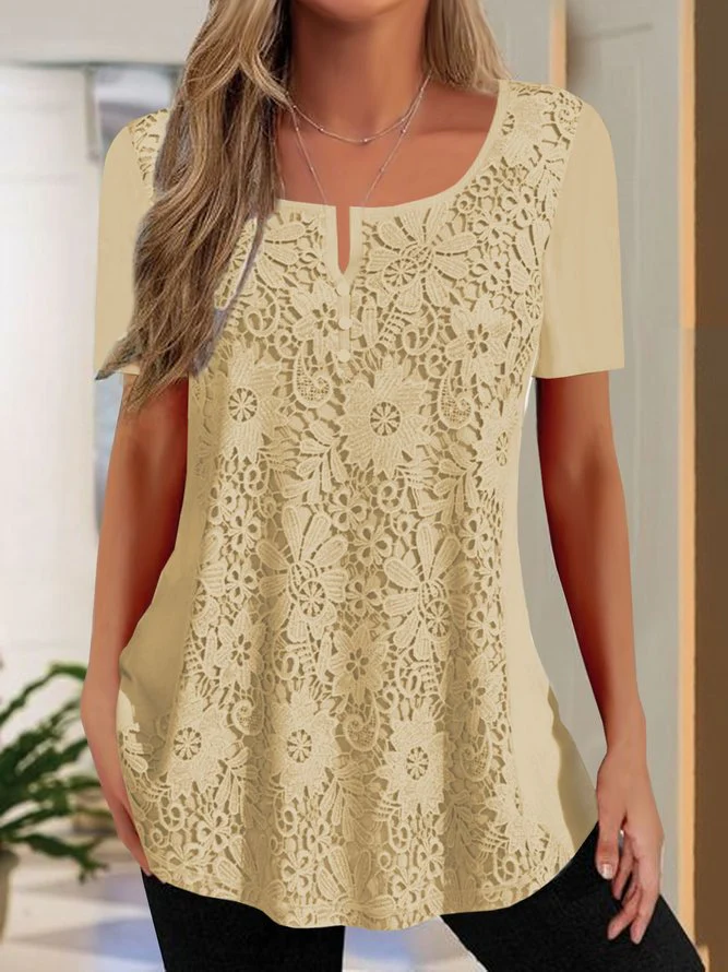 Damen Spitzenbluse mit floralem Design und Kurzarm Heidi-Mode - Image 2