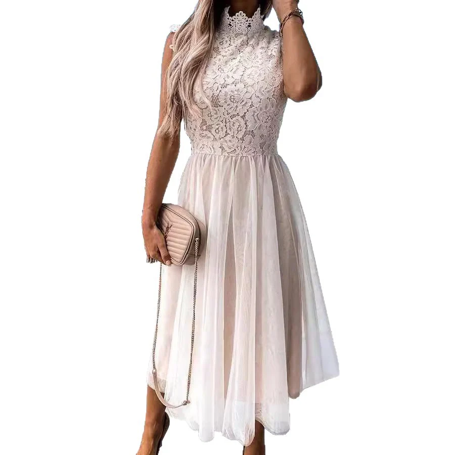Damen Spitzenkleid mit hohem Kragen und schwungvollem Rock Heidi-Mode - Image 5